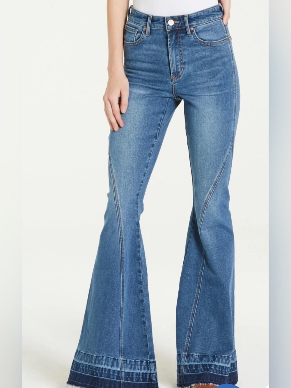 Dear John Leah Super High Rise Super Flare Jeans Raw Hem Tempe Women's 30